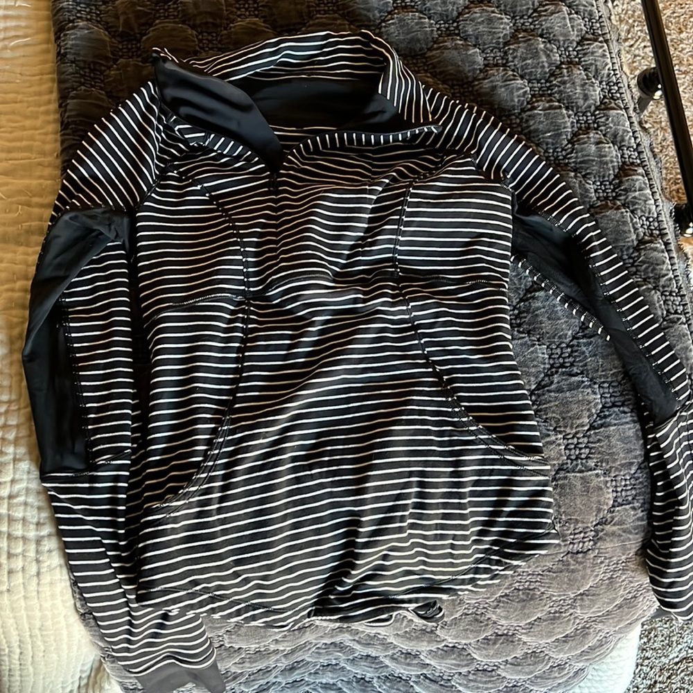 Lululemon pullover black & white striped quarter zip